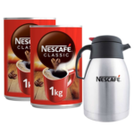 Nescafe Classic Kahve Teneke Kutu 1000 gr 2'li Paket + Nescafe Termos 1,5 lt Hediyeli