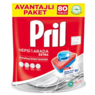 Pril Hepsi Bir Arada Extra Bulaşık Makinesi Tableti 80'li Pril Hepsi Bir Arada Extra Bulaşık Makinesi Tableti 80'li