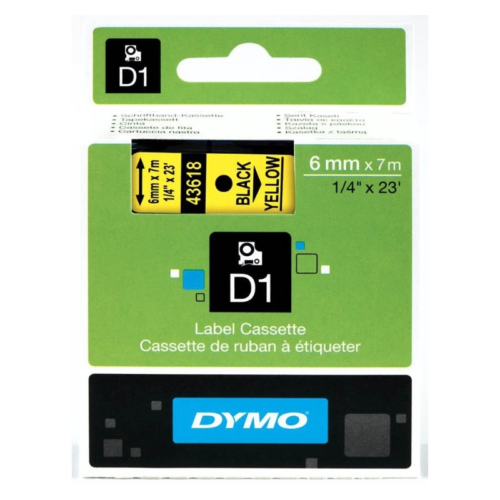 Dymo D1 720790 Yedek Şerit 6 Mm X 7 Mt Sarı-Siyah