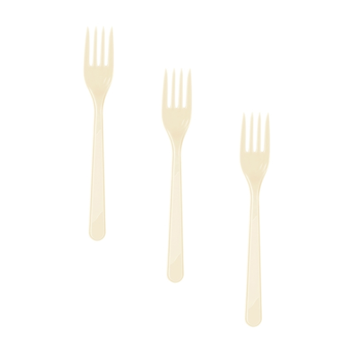 Roll-Up Kullan-At Party Dreams Plastik Çatal  Krem 25'li Paket