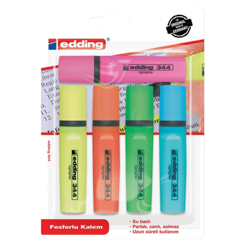 Edding 344 Fosforlu Kalem Karışık Renk 5'li Paket Edding 344 Fosforlu Kalem Karışık Renk 5'li Paket