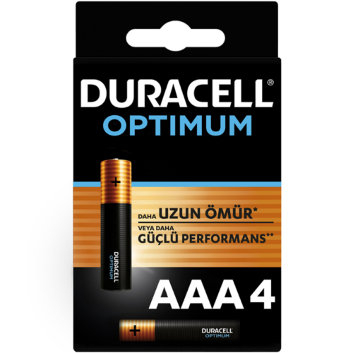 Duracell Optimum İnce Kalem Pil AAA 4'lü Duracell Optimum İnce Kalem Pil AAA 4'lü
