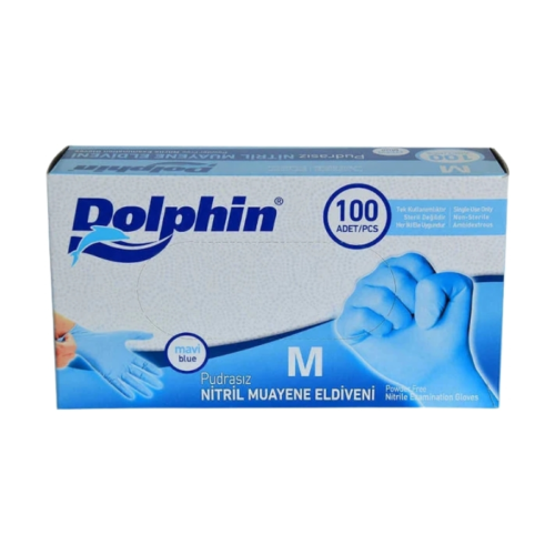 Dolphin Pudrasız Nitril Eldiven Medium Mavi 100'lü Paket Dolphin Pudrasız Nitril Eldiven Medium Mavi 100'lü Paket
