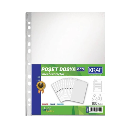 Kraf Poşet Dosya A4 100'lü Şeffaf