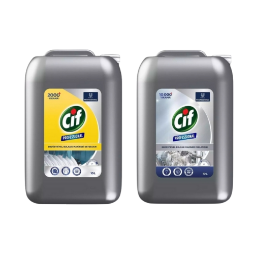 Cif Pro Endüstriyel Bulaşık Makinası Deterjanı 10 Lt + Cif Pro Endüstriyel Bulaşık Makinası Parlatıcısı 10 Lt