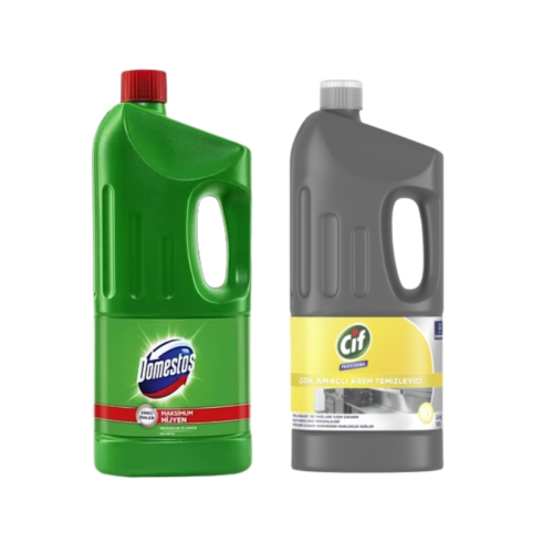 Domestos Çamaşır Suyu Dağ Esintisi 1850 Ml + Cif U-Pro Krem Temizleyici 1.9 Lt Domestos Çamaşır Suyu Dağ Esintisi 1850 Ml + Cif U-Pro Krem Temizleyici 1.9 Lt