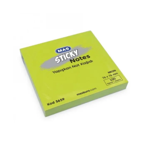 Mas 3658 Yapışkanlı Not 76x76 Mm 100 Yaprak Neon Mas 3658 Yapışkanlı Not 76x76 Mm 100 Yaprak Neon