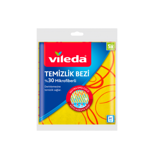 Vileda %30 Mikrofiber Temizlik Bezi 5x Sarı Vileda %30 Mikrofiber Temizlik Bezi 5x Sarı